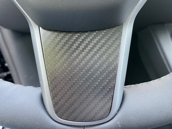 Tesla Model 3 und Y - Echt-Carbon Lenkradabdeckung - 3-teiliges Set